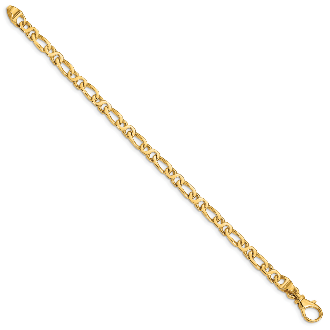 14k 4.8mm Hand Polished Fancy Link Bracelet