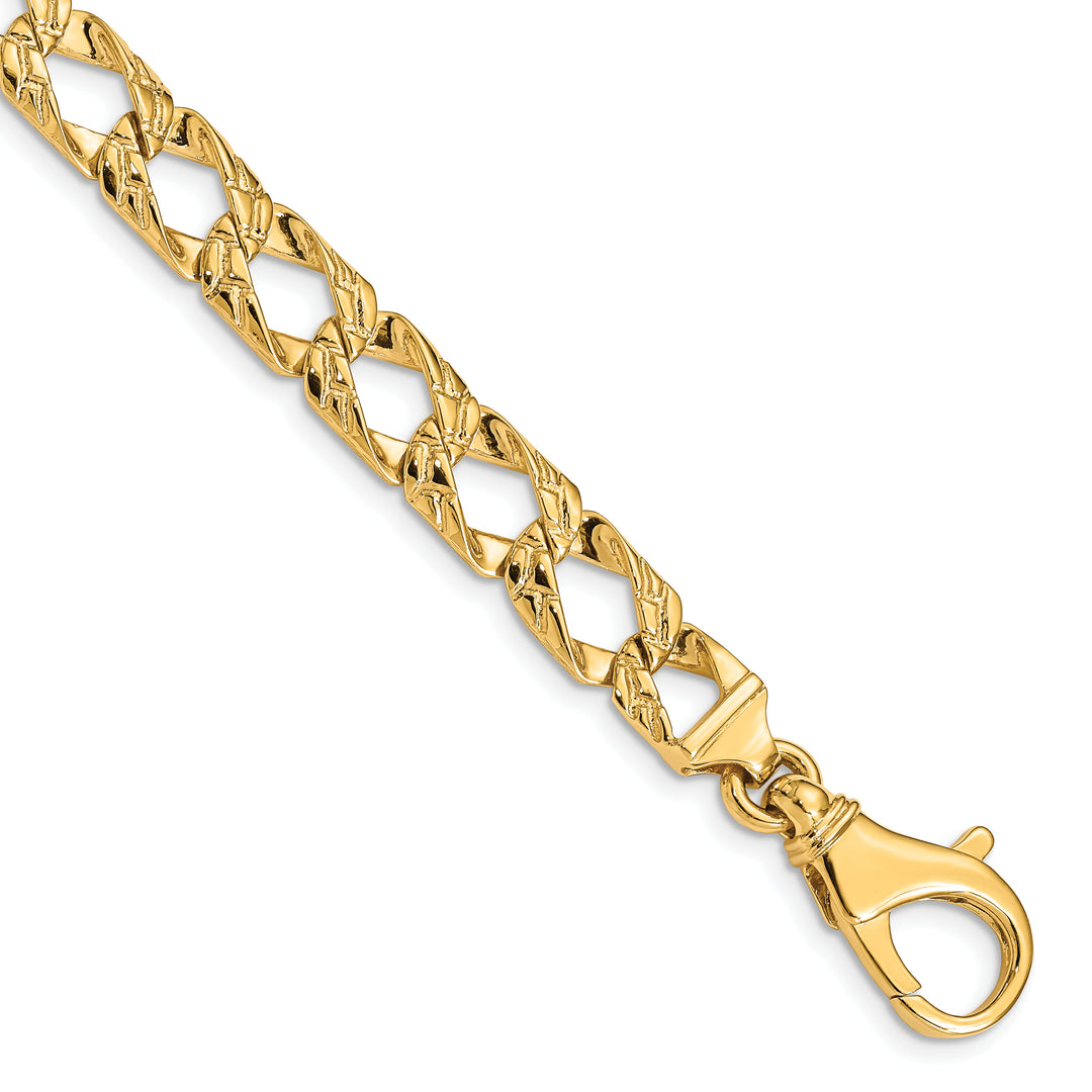 14k 8.6mm Hand Polished Fancy Link Bracelet
