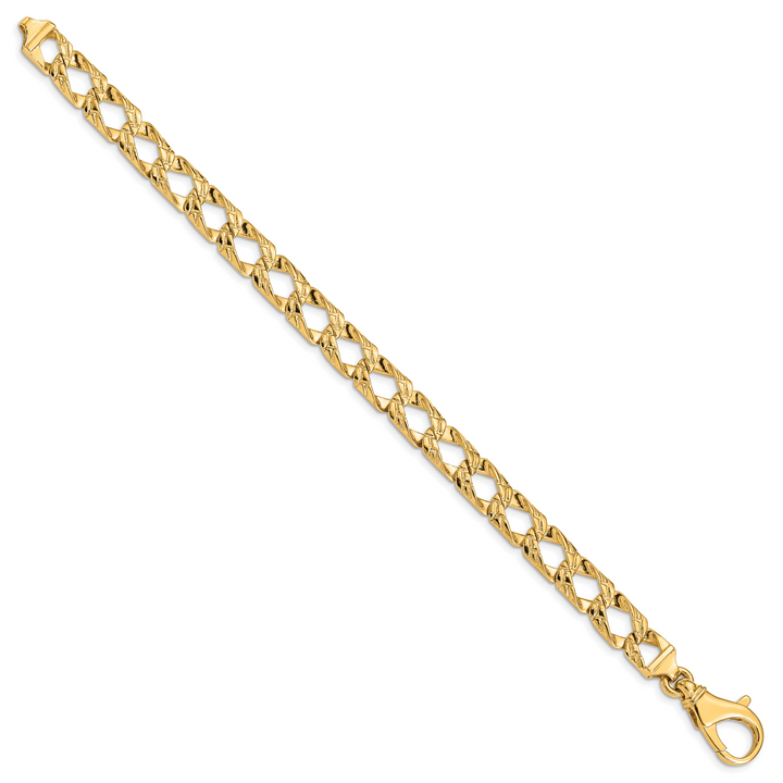 14k 8.6mm Hand Polished Fancy Link Bracelet