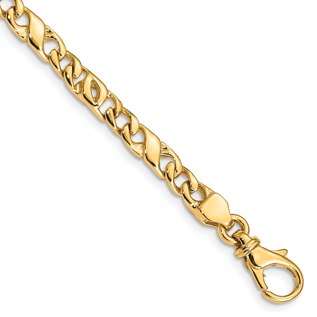 14K 4.8mm Hand Polished Fancy Link Bracelet