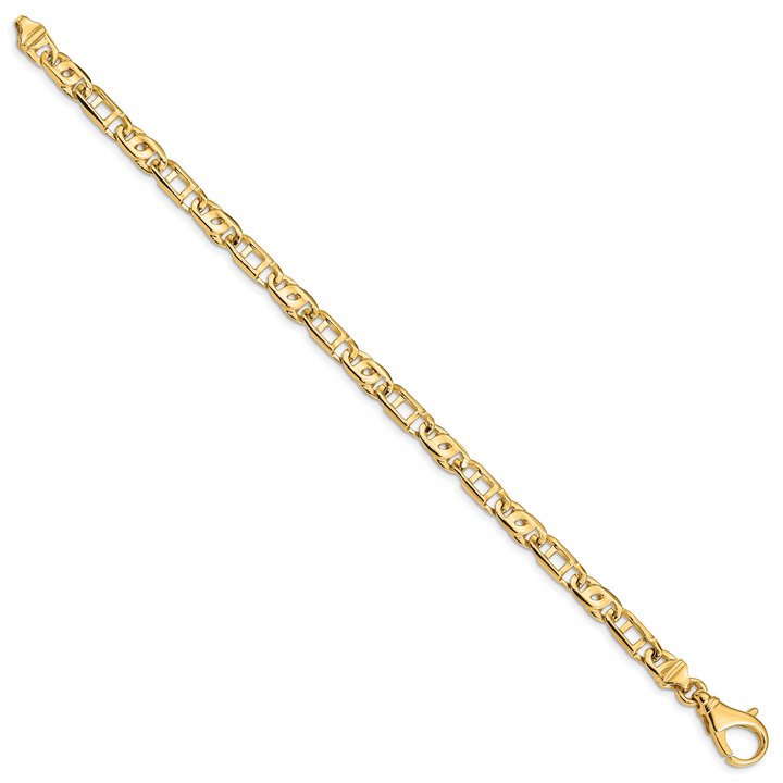 14K 5.5mm Hand Polished Fancy Link Bracelet