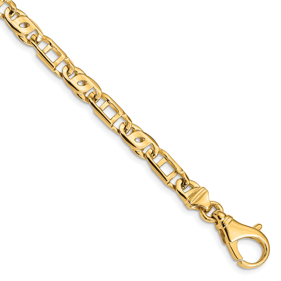 14K 5.5mm Hand Polished Fancy Link Bracelet