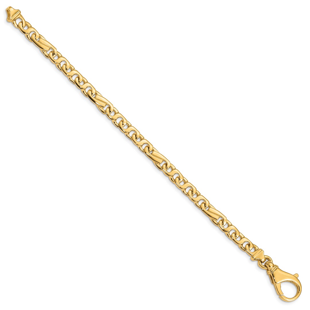 14K 5.8mm Hand Polished Fancy Link Bracelet