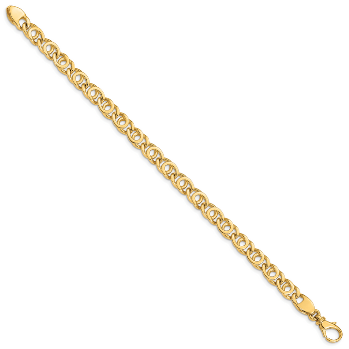 14K 7mm Hand Polished Fancy Link Bracelet