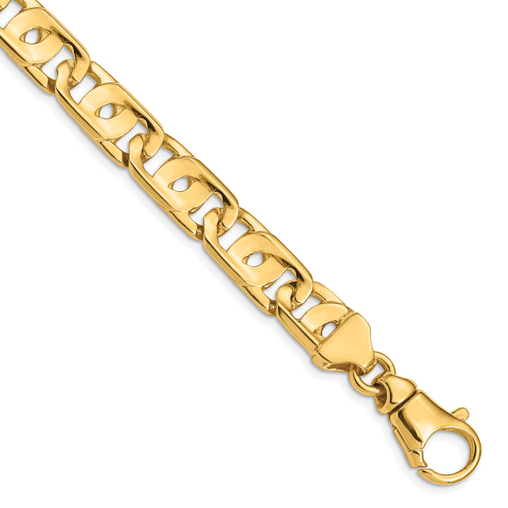 14k 10mm Hand-polished Fancy Link Bracelet