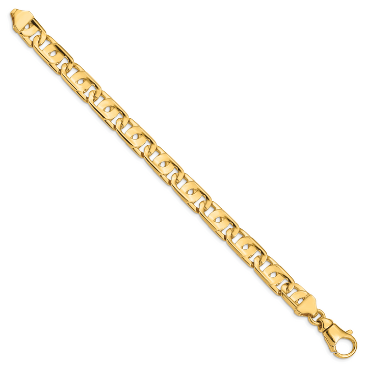 14k 10mm Hand-polished Fancy Link Bracelet