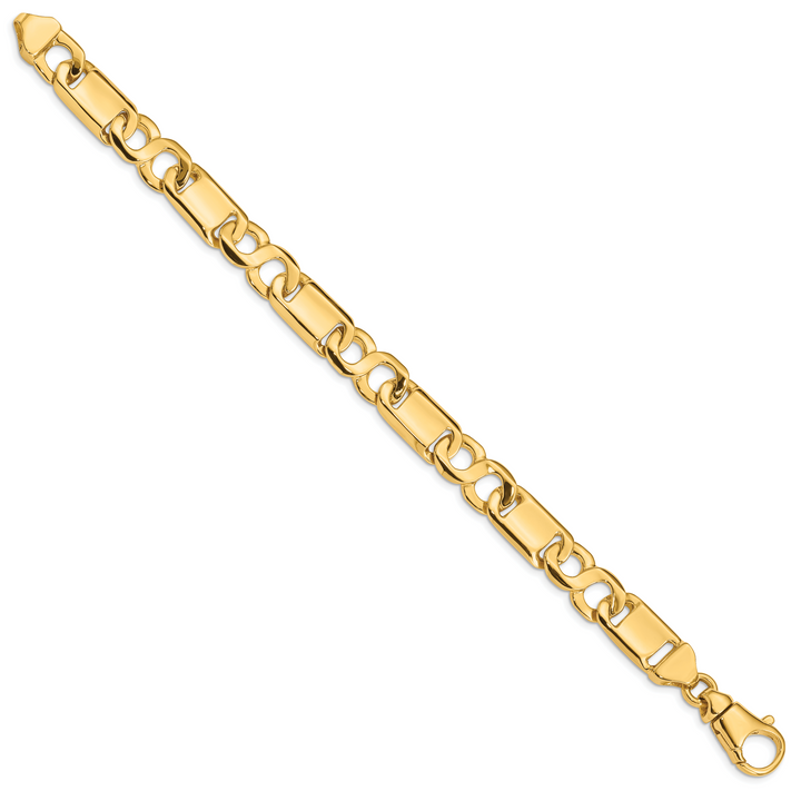 14k 10.4mm Hand-polished Fancy Link Bracelet
