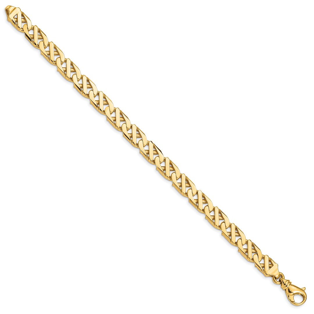 14K 7.9mm Fancy Link Hand Polished Bracelet