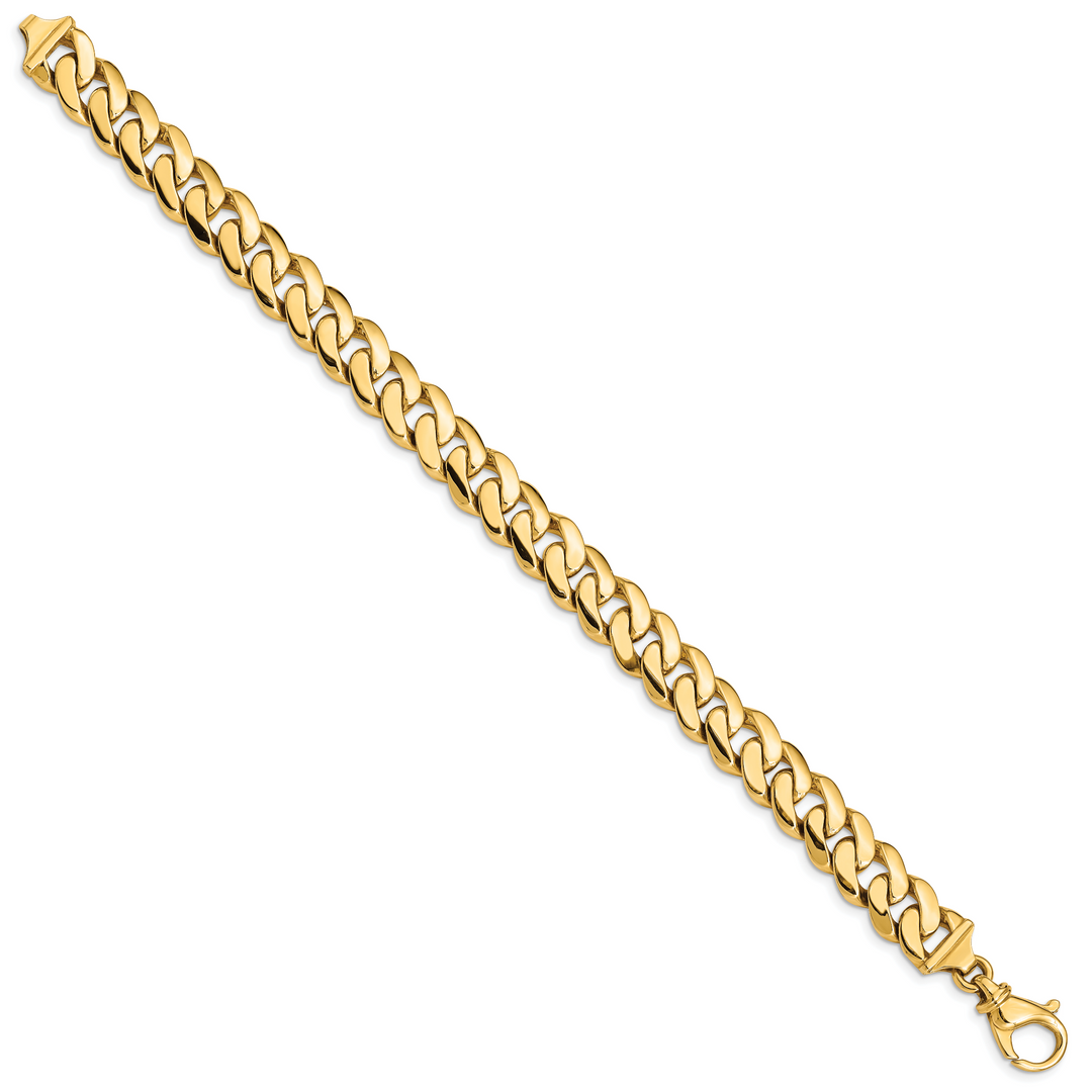 14k 10.75mm Hand Polished Fancy Link Bracelet