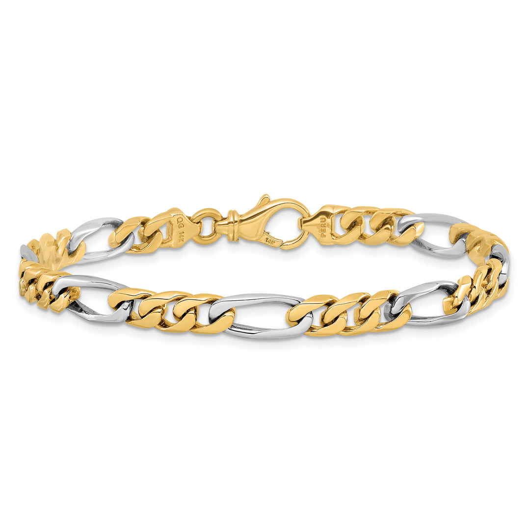 14K Two-tone 6.3mm Hand-polished Fancy Link Chain