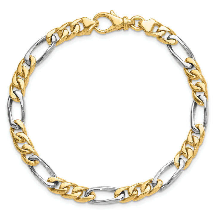 14K Two-tone 6.3mm Hand-polished Fancy Link Chain