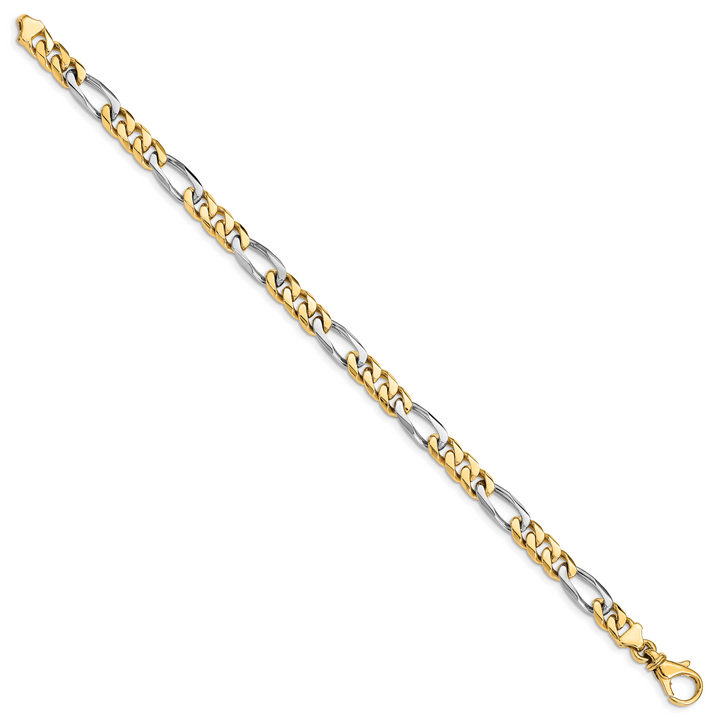 14K Two-tone 6.3mm Hand-polished Fancy Link Bracelet