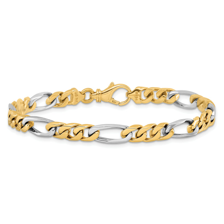 14K Two-tone 6.3mm Hand-polished Fancy Link Bracelet