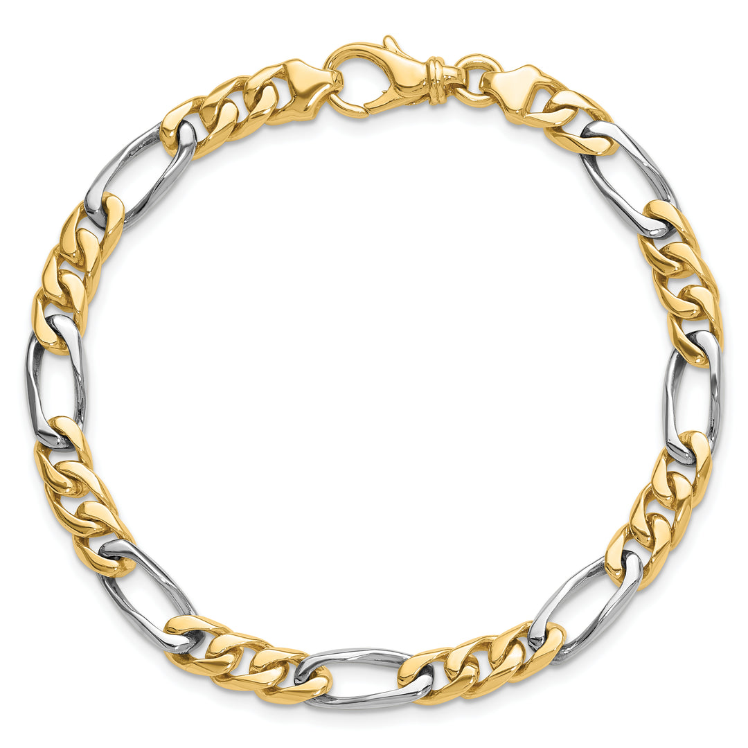 14K Two-tone 6.3mm Hand-polished Fancy Link Bracelet