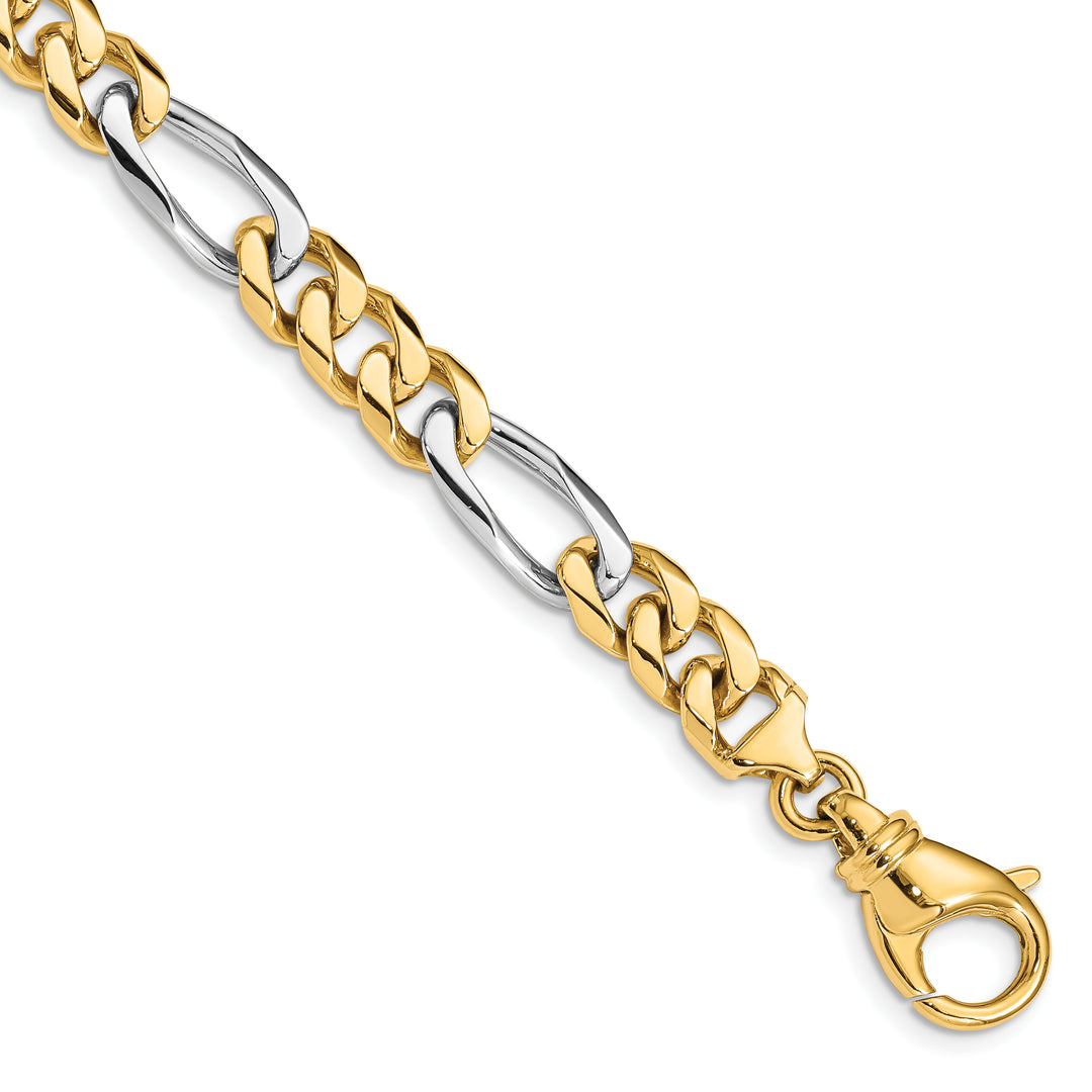 14k Two-tone 7.85mm Hand Polished Fancy Link Chain