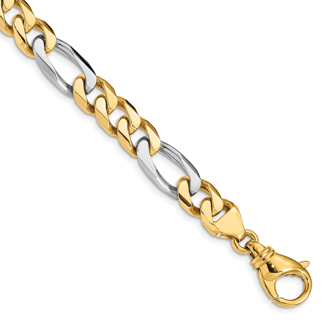 14k Two-tone 8.5mm Hand-polished Fancy Link Chain