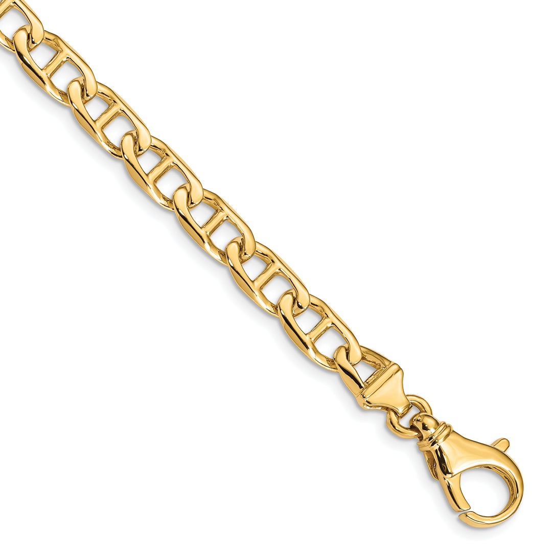 14K 6.5mm Hand-polished Fancy Link Bracelet