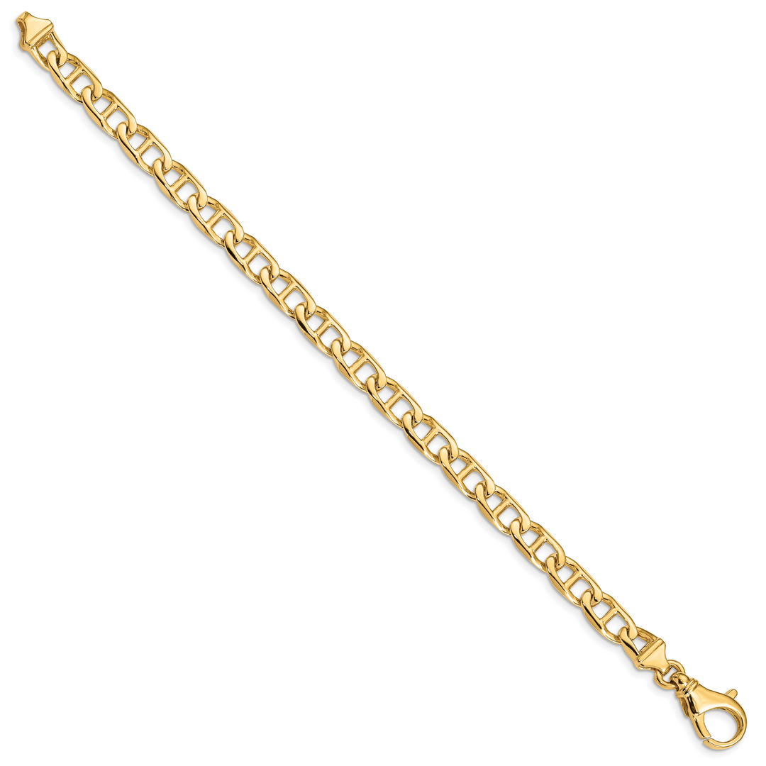 14K 6.5mm Hand-polished Fancy Link Bracelet