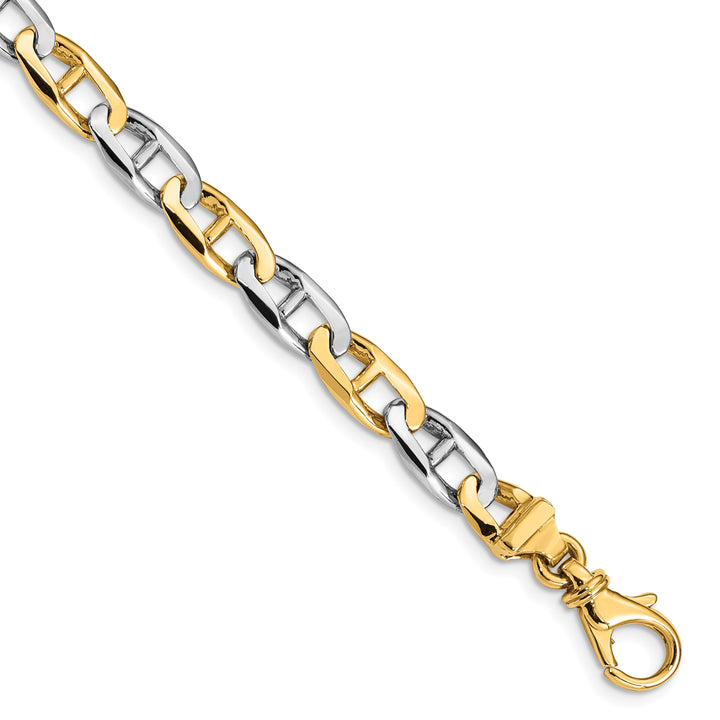 14K Two-tone 6.6mm Hand-polished Fancy Anchor Link Chain