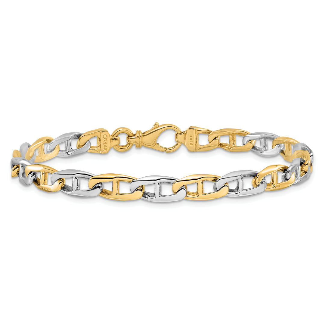14K Two-tone 6.6mm Hand-polished Fancy Anchor Link Chain