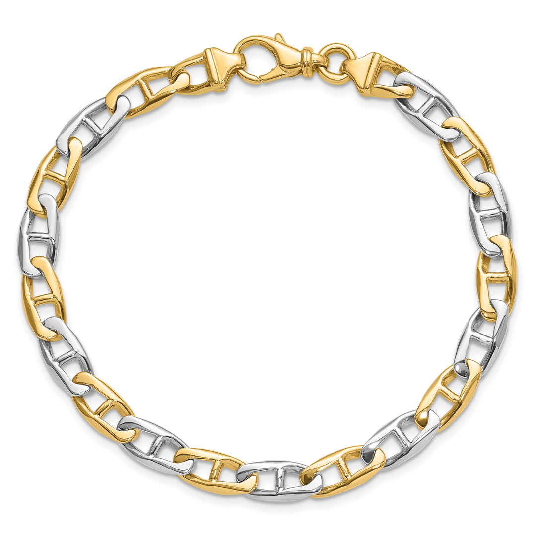 14K Two-tone 6.6mm Hand-polished Fancy Anchor Link Chain