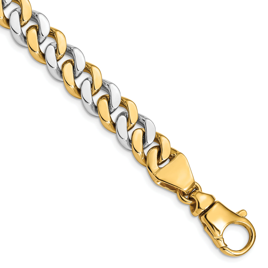 14k Two-tone 10mm Hand Polished Fancy Link Chain