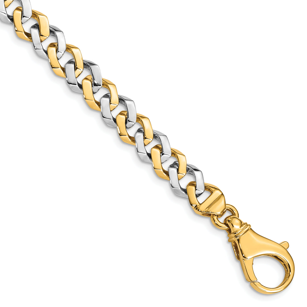 14k Two-tone 8mm Hand-polished Fancy Link Chain