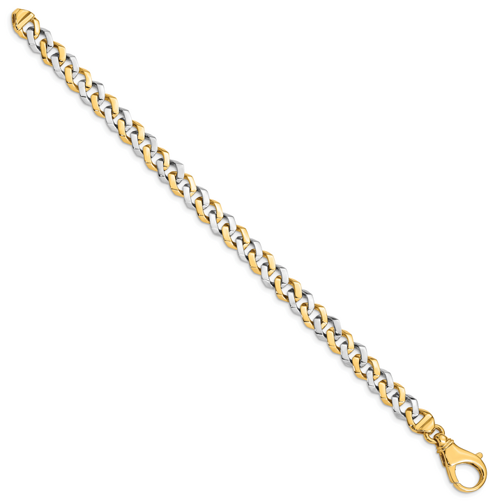 14k Two-tone 8mm Hand-polished Fancy Link Bracelet