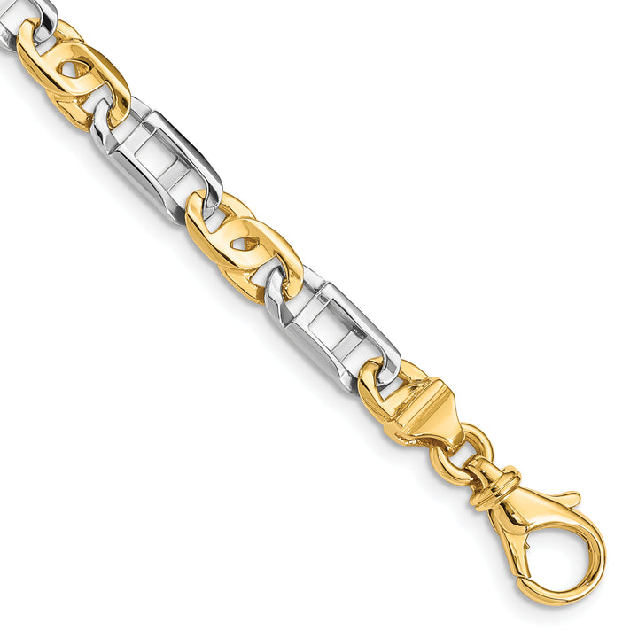 14K Two-tone 5.5mm Hand Polished Fancy Link Chain