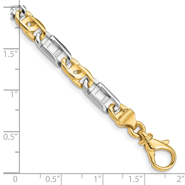 14K Two-tone 5.5mm Hand Polished Fancy Link Bracelet