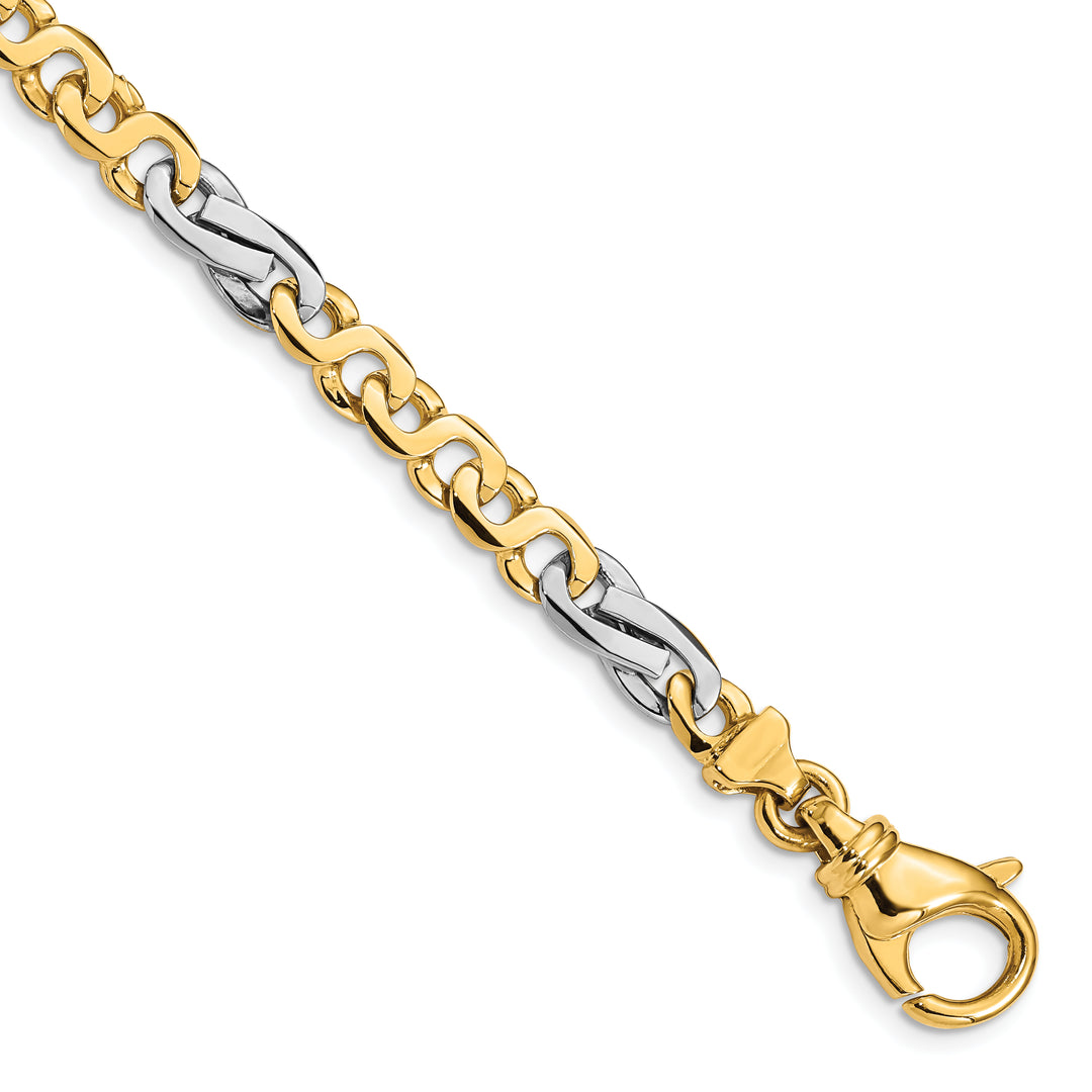 14K Two-tone 5.8mm Hand Polished Fancy Link Bracelet