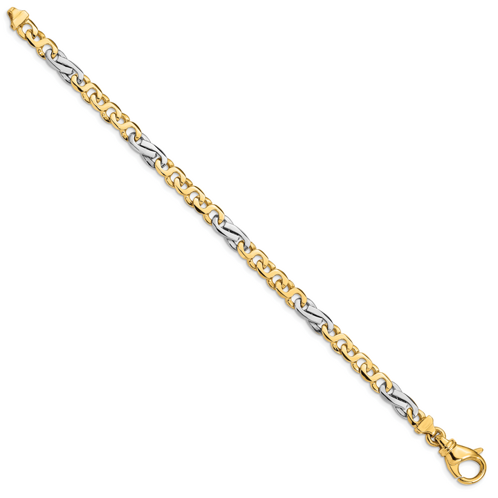 14K Two-tone 5.8mm Hand Polished Fancy Link Bracelet