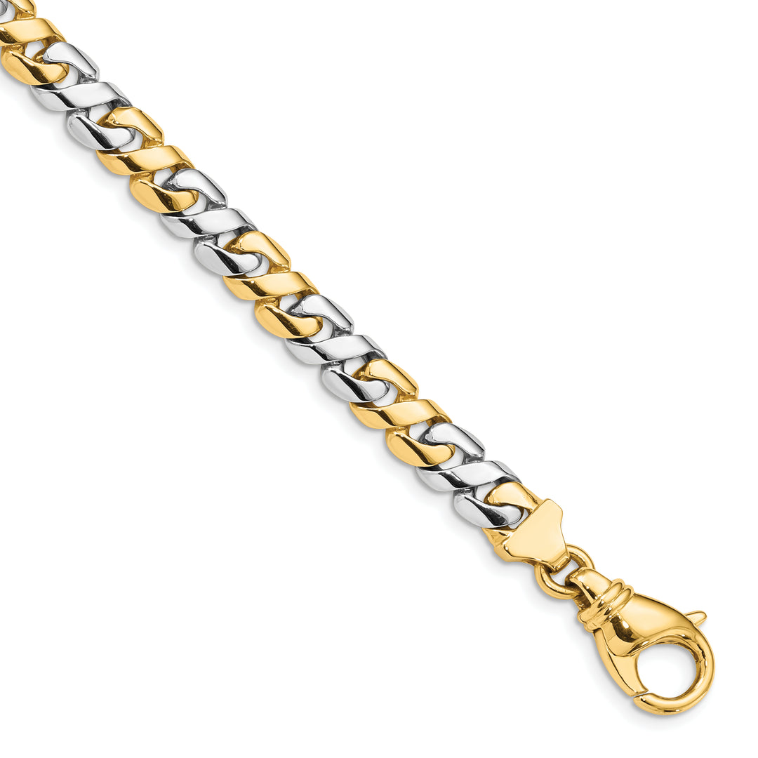 14K Two-tone 7.1mm Hand-polished Fancy Link Chain