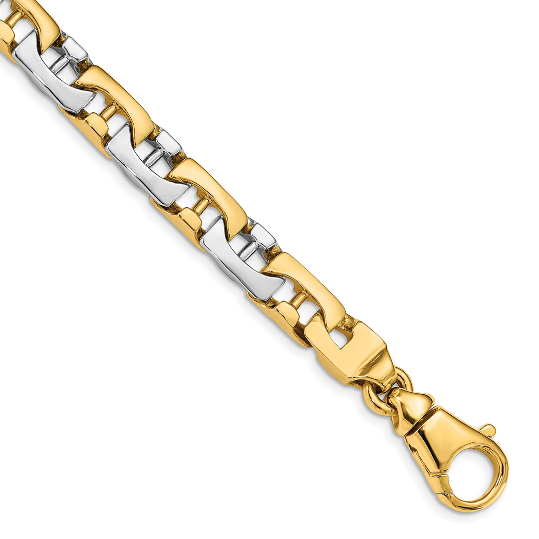 14K Two-tone 8.5mm Hand-polished Fancy Link Chain