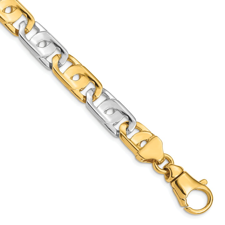 14k Two-tone 10mm Hand Polished Fancy Link Bracelet