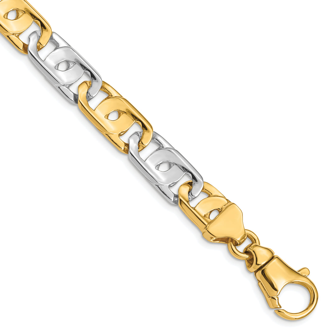 14k Two-tone 10mm Hand Polished Fancy Link Chain