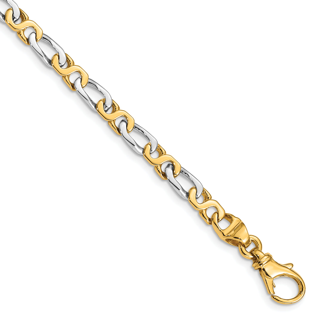 14k Two-tone 4.8mm Hand Polished Fancy Link Chain