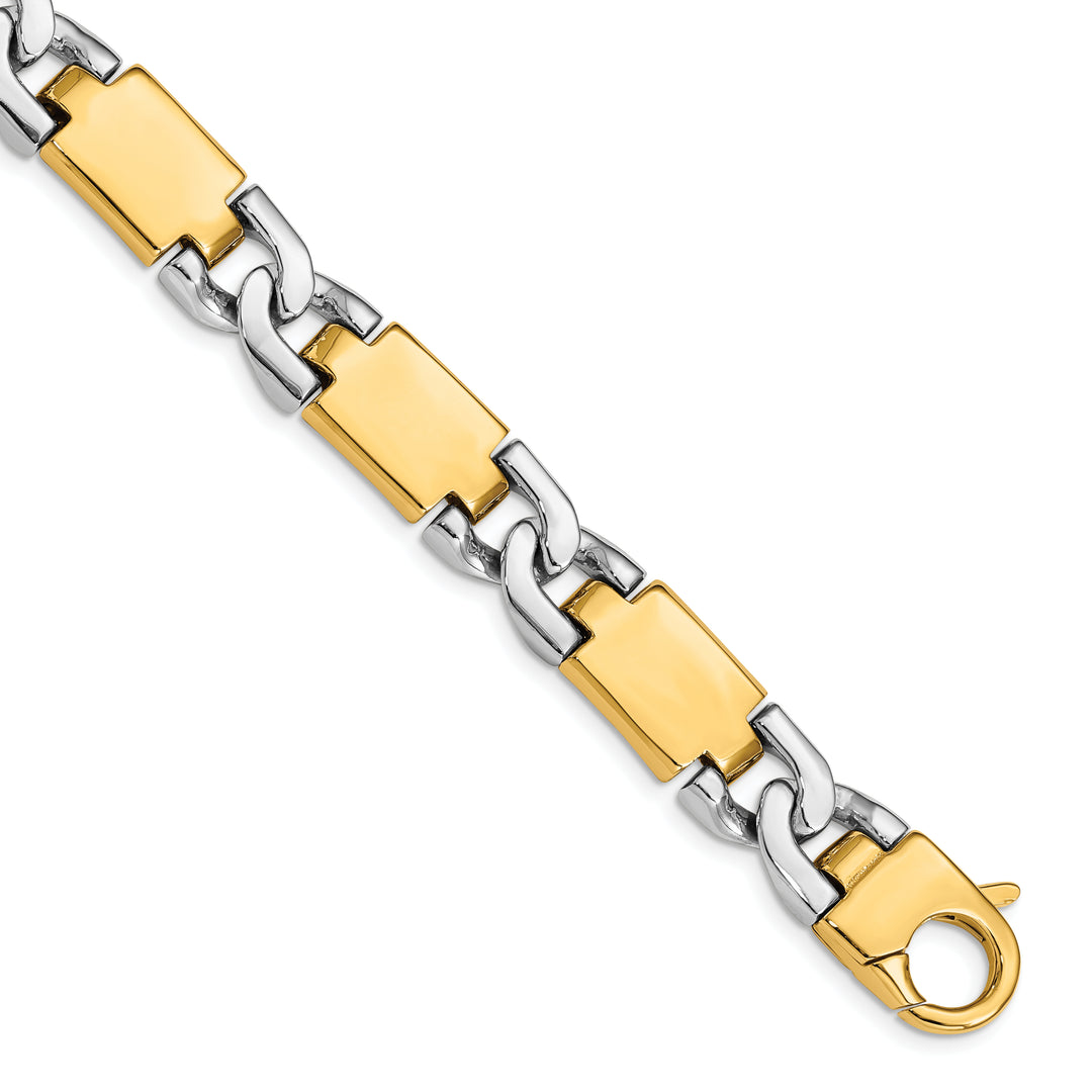 14k Two-tone 10.9mm Hand Polished Gold Fancy Link Necklace