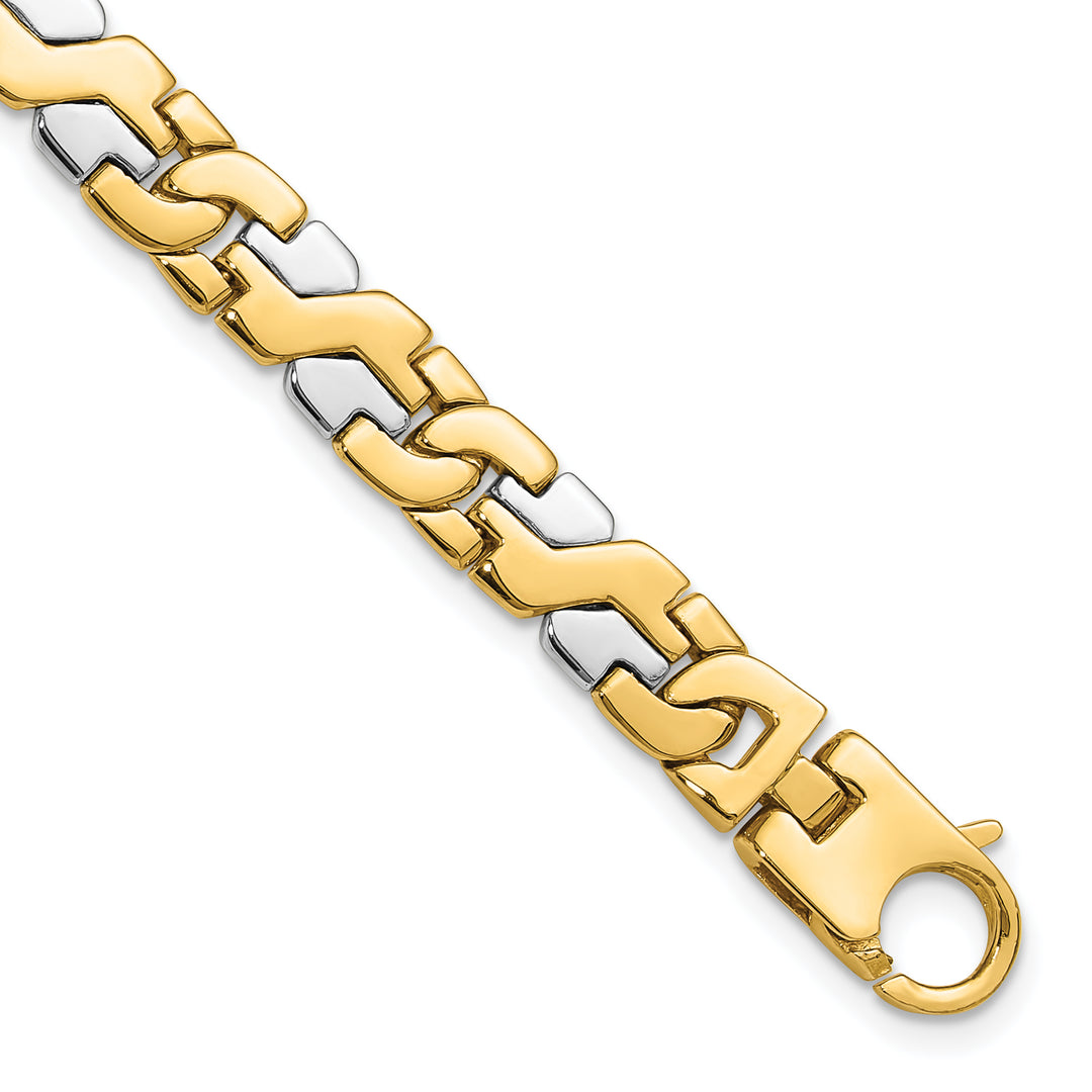 14K Two-tone 8.8mm Hand Polished Fancy Link Bracelet