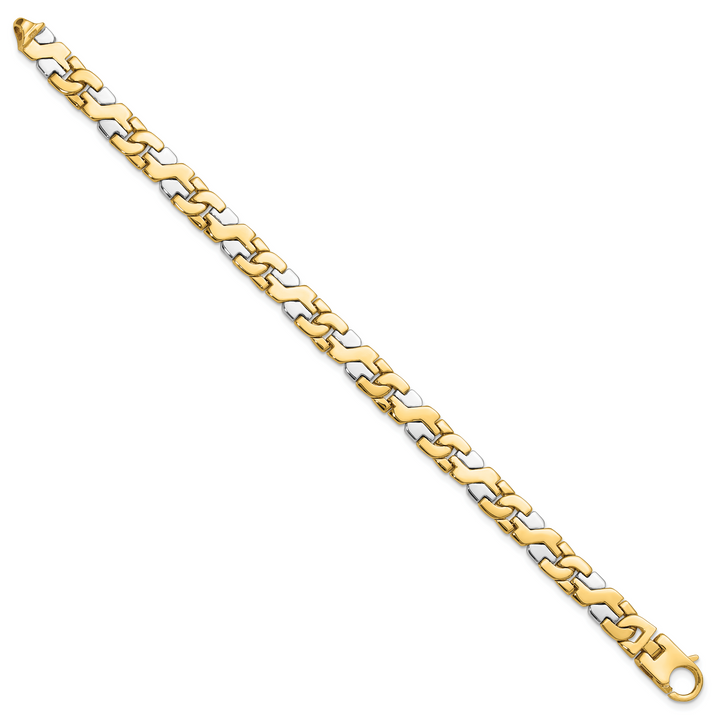 14K Two-tone 8.8mm Hand Polished Fancy Link Bracelet