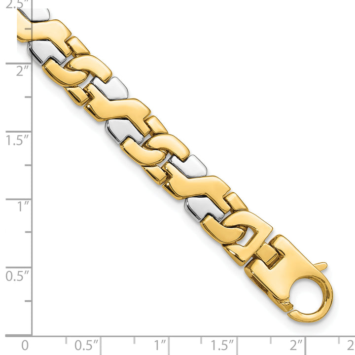 14K Two-tone 8.8mm Hand Polished Fancy Link Bracelet