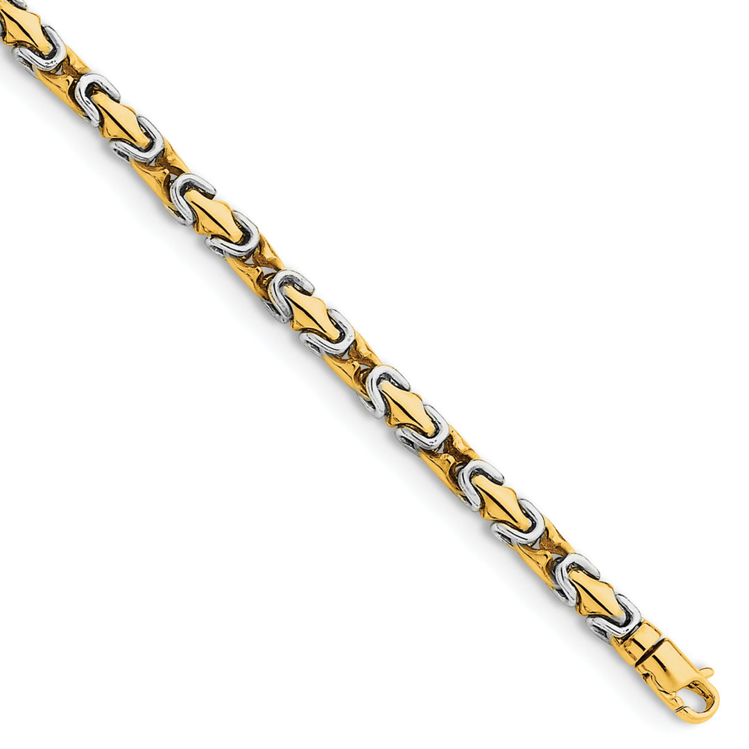 14k Two-tone 4.2mm Hand-polished Fancy Link Chain