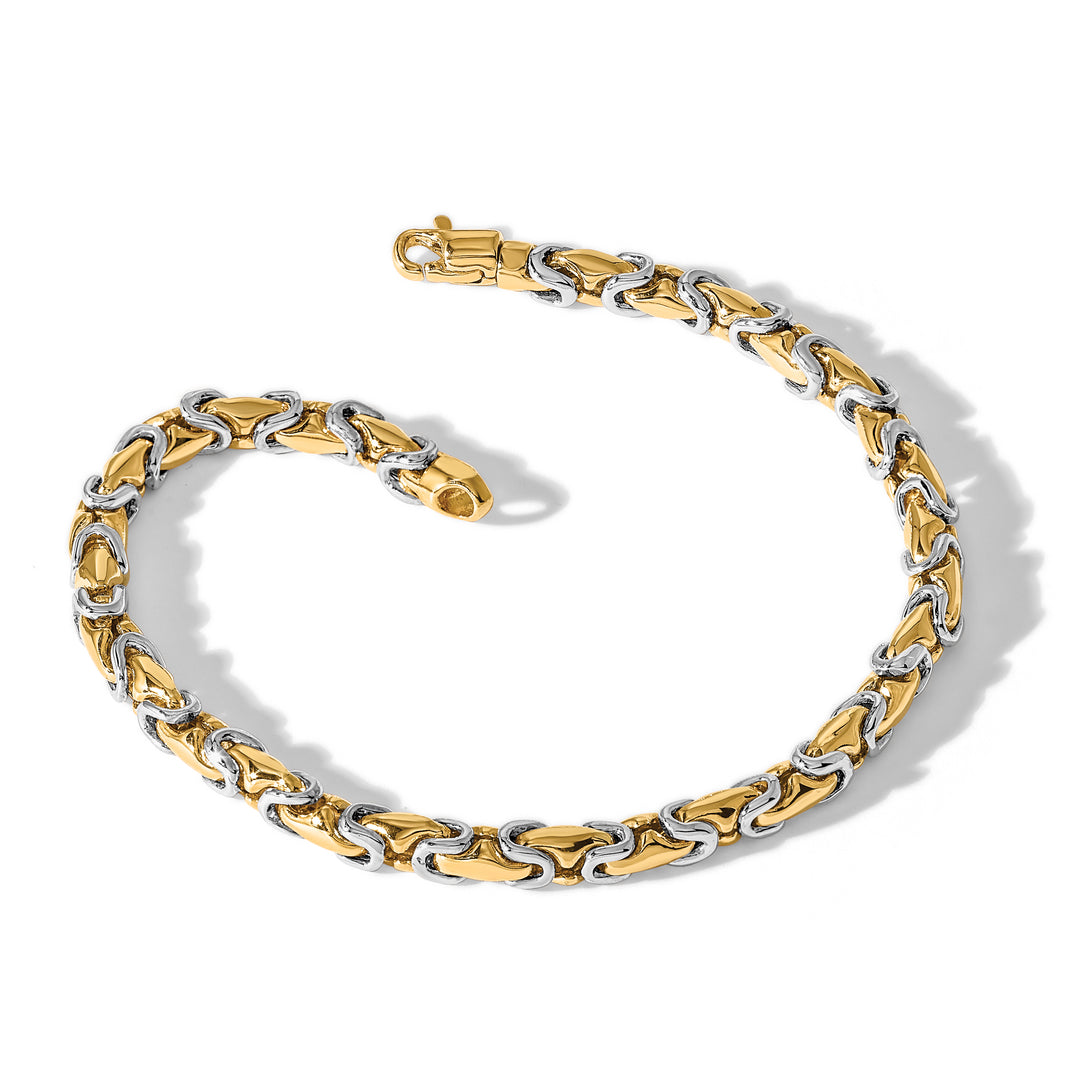 14k Two-tone 4.2mm Hand-polished Fancy Link Bracelet