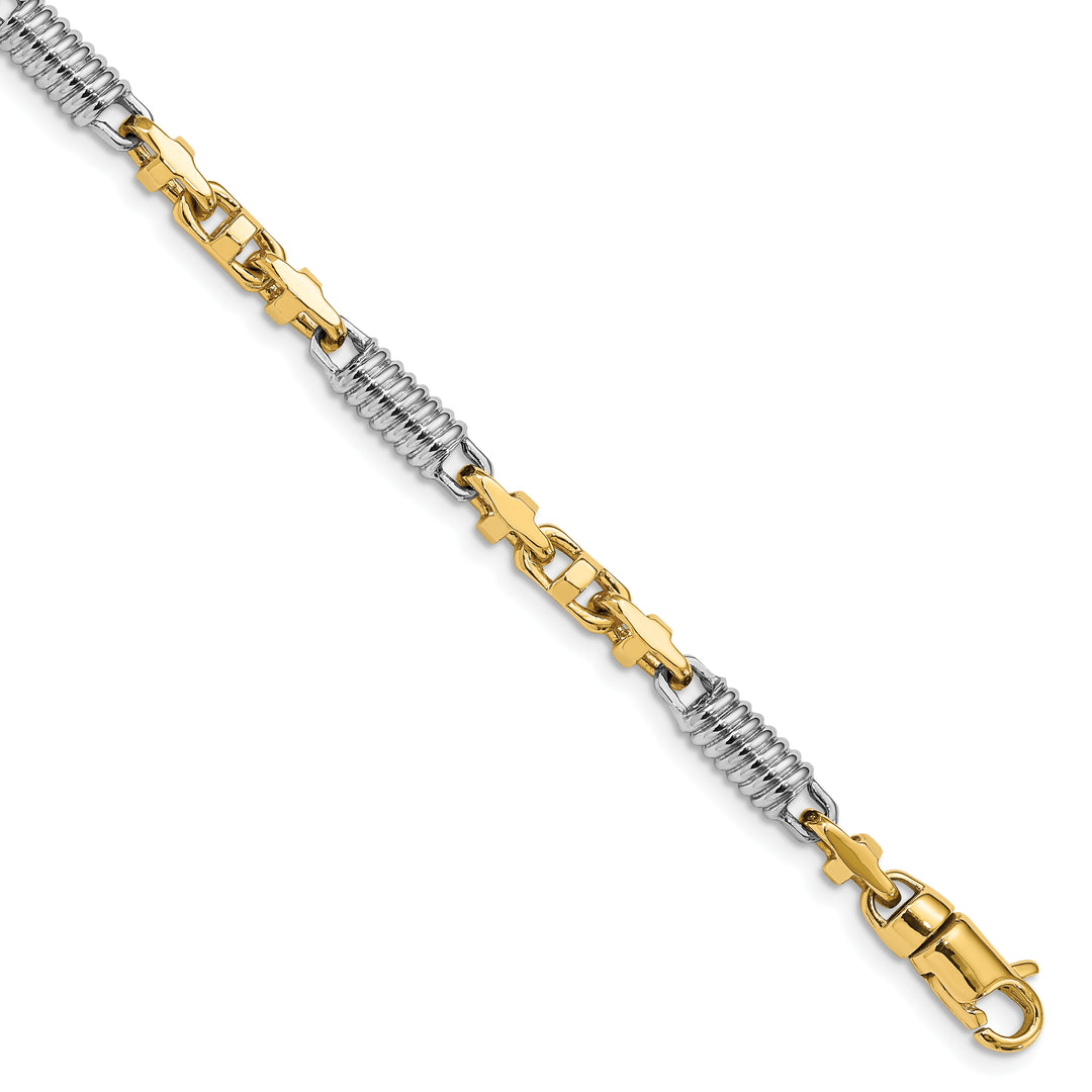 14K Two-tone 4.6mm Hand-polished Fancy Link Chain