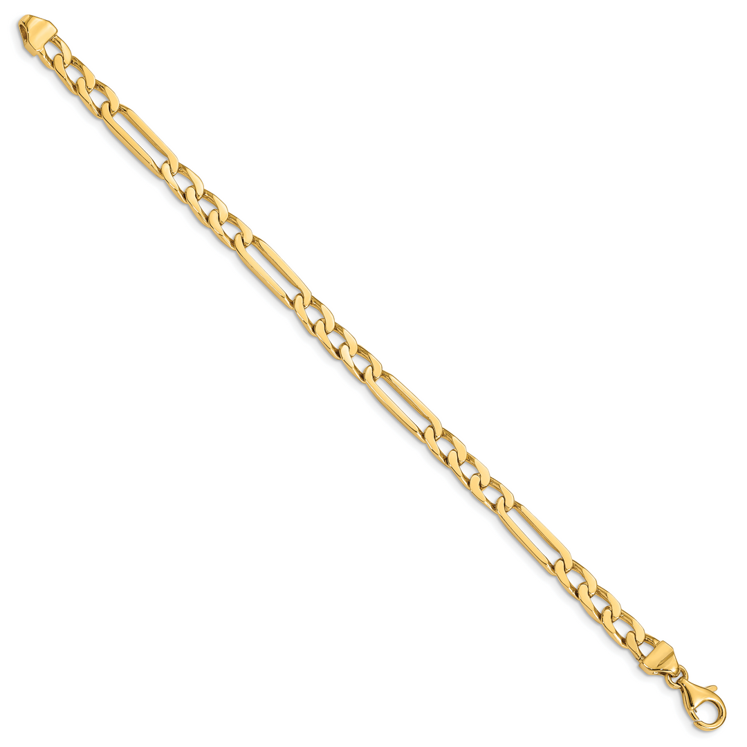 14K 5mm Hand-polished Figaro Link Bracelet