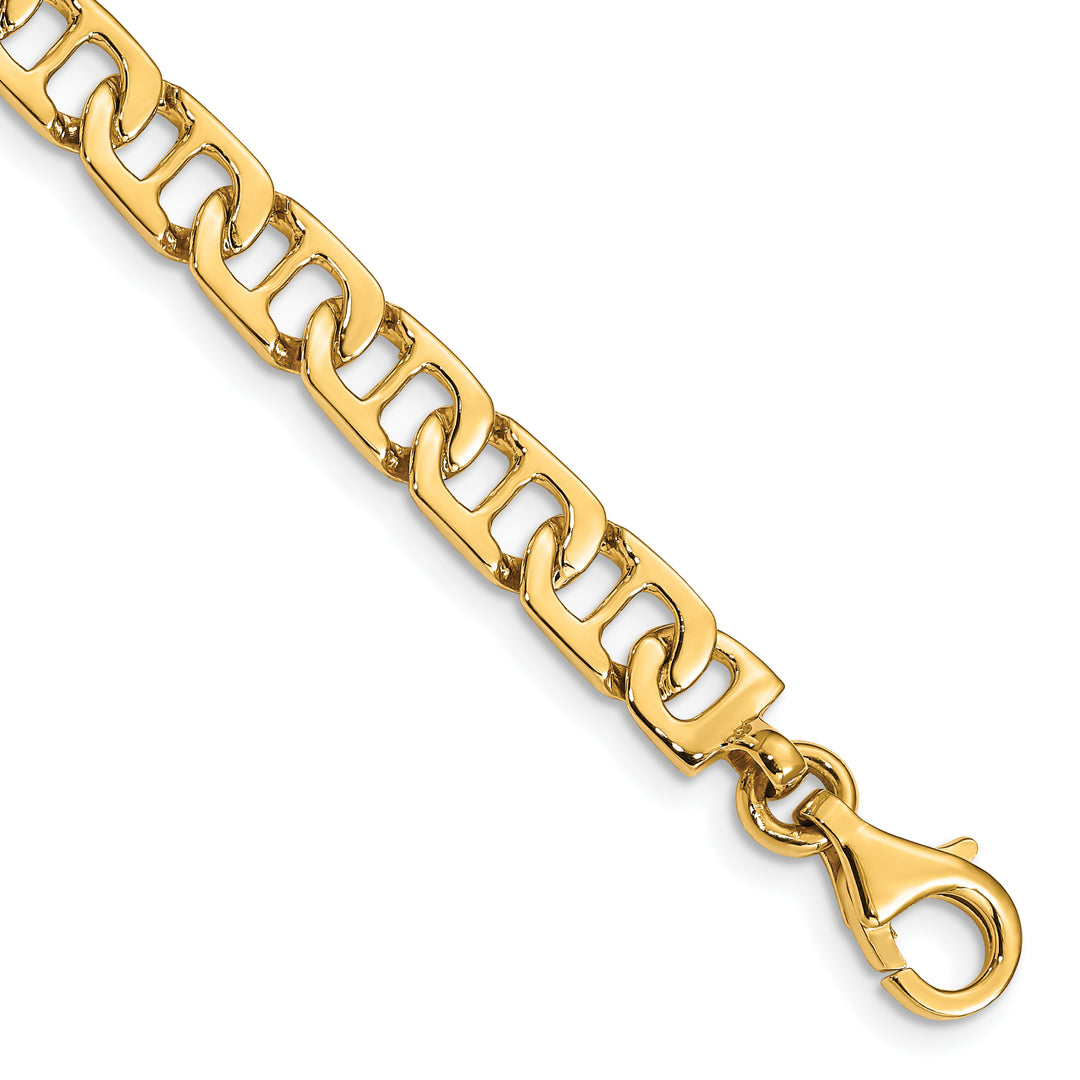 14k 6.5mm Hand-polished Fancy Anchor Link Bracelet