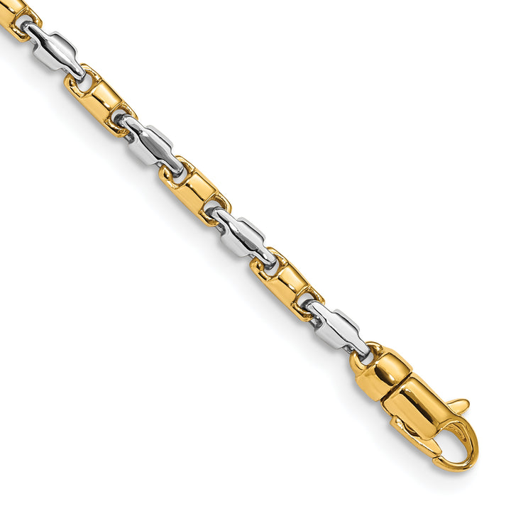 14k Two-tone 2.5mm Hand-polished Fancy Link Bracelet