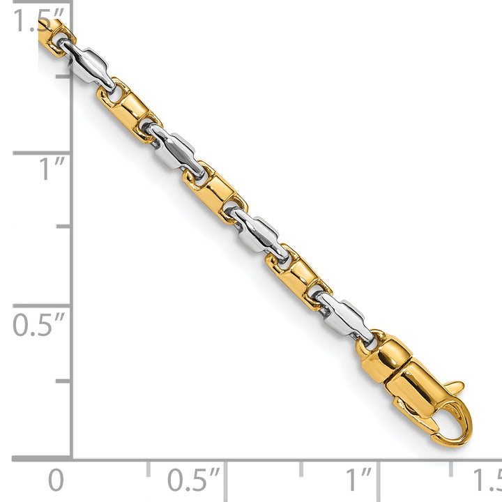 14k Two-tone 2.5mm Hand-polished Fancy Link Bracelet