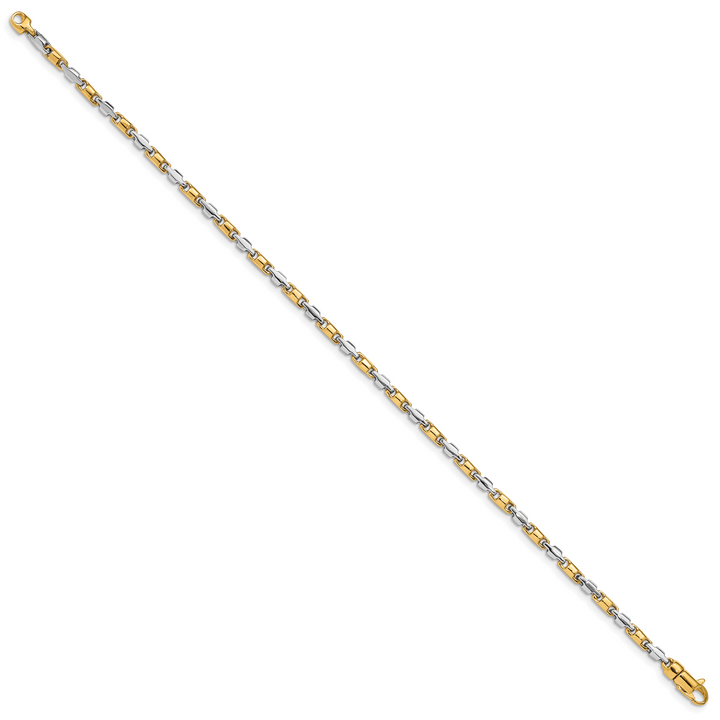 14k Two-tone 2.5mm Hand-polished Fancy Link Bracelet