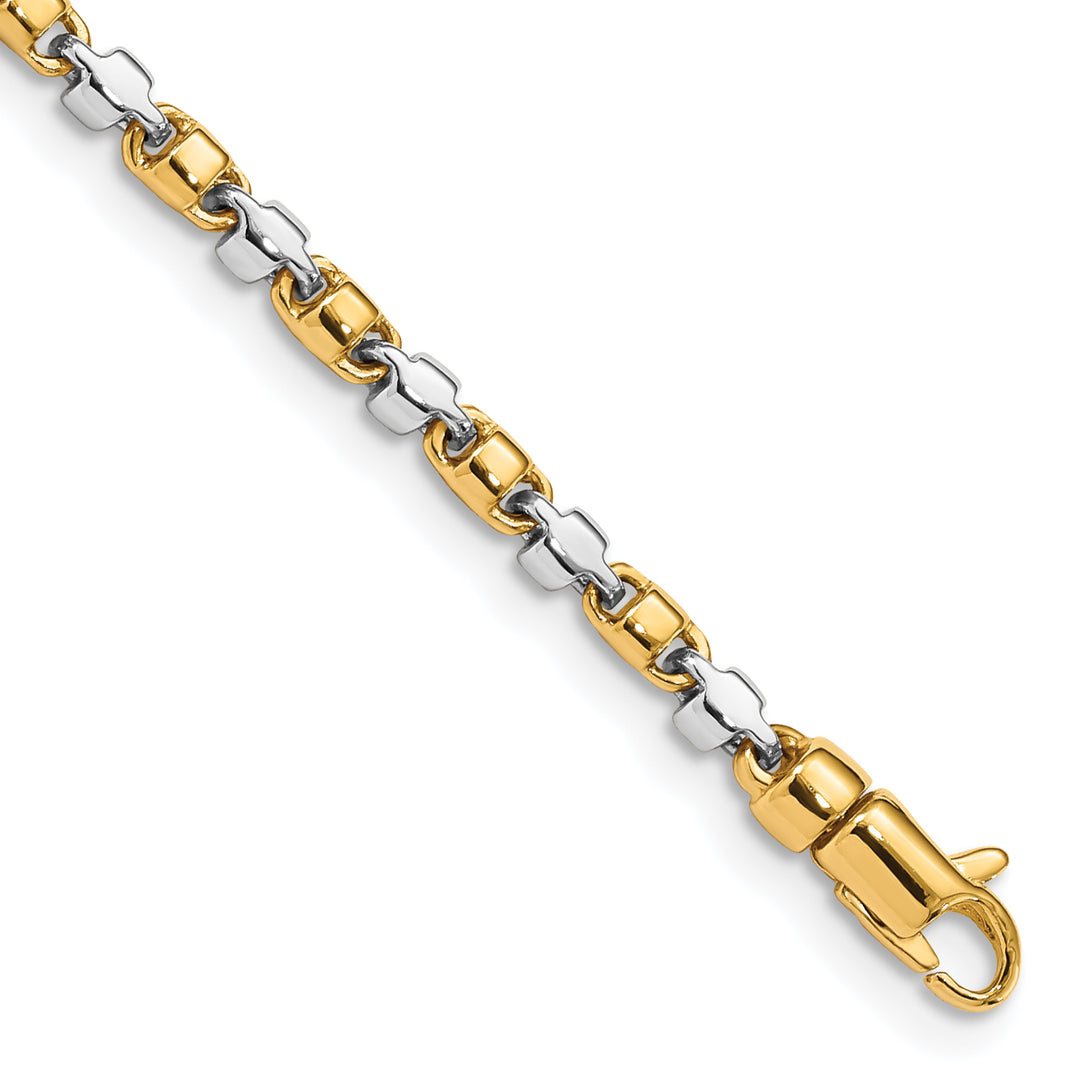 14k Two-tone 2.6mm Hand-polished Fancy Link Chain